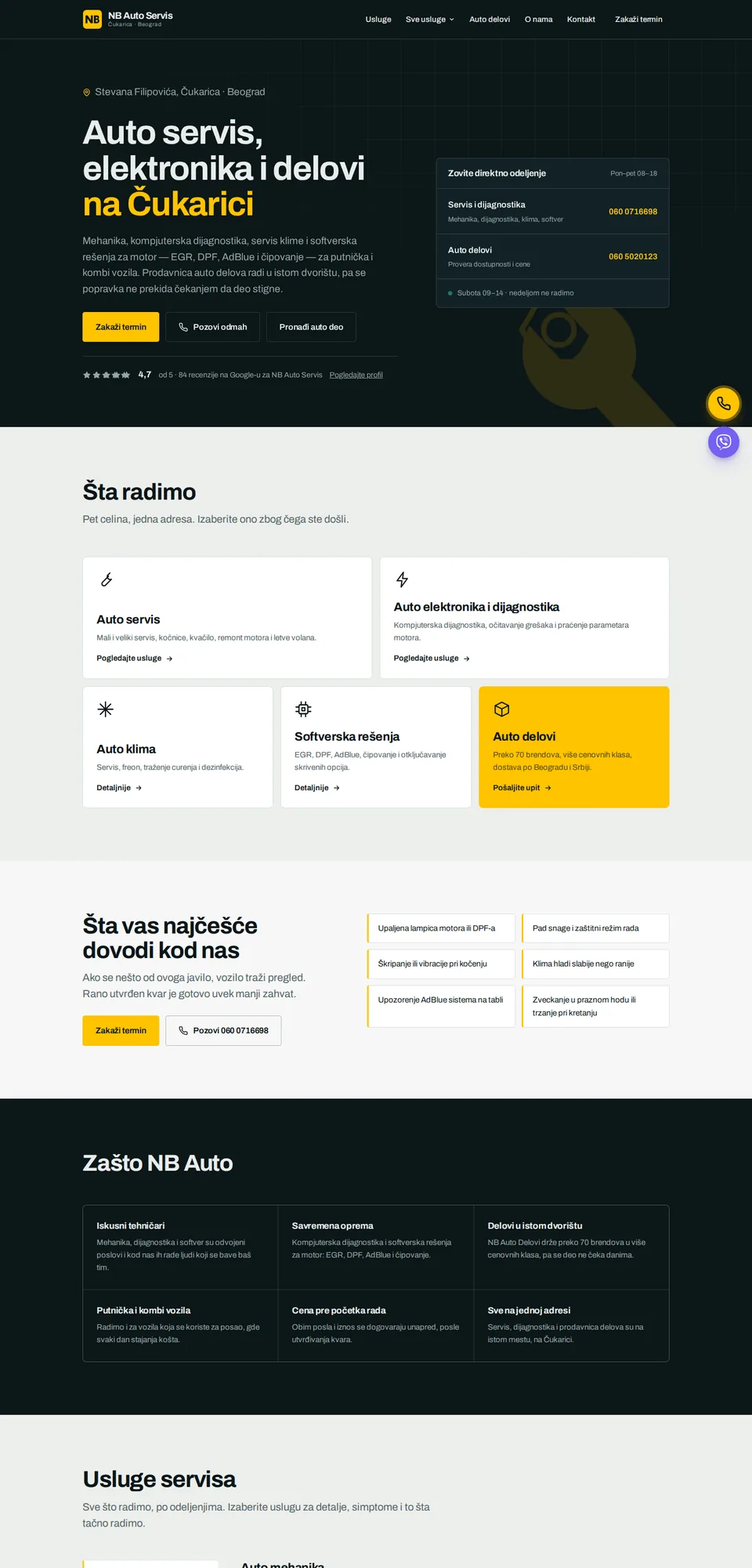 NB Auto Servis homepage