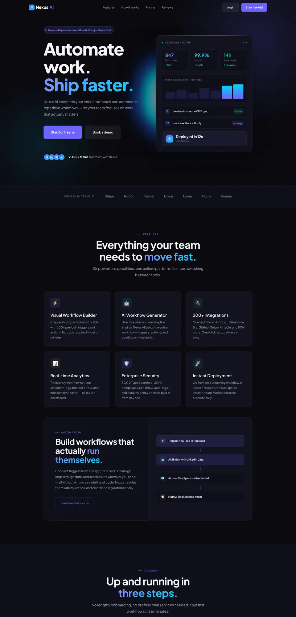 Nexus AI demo homepage