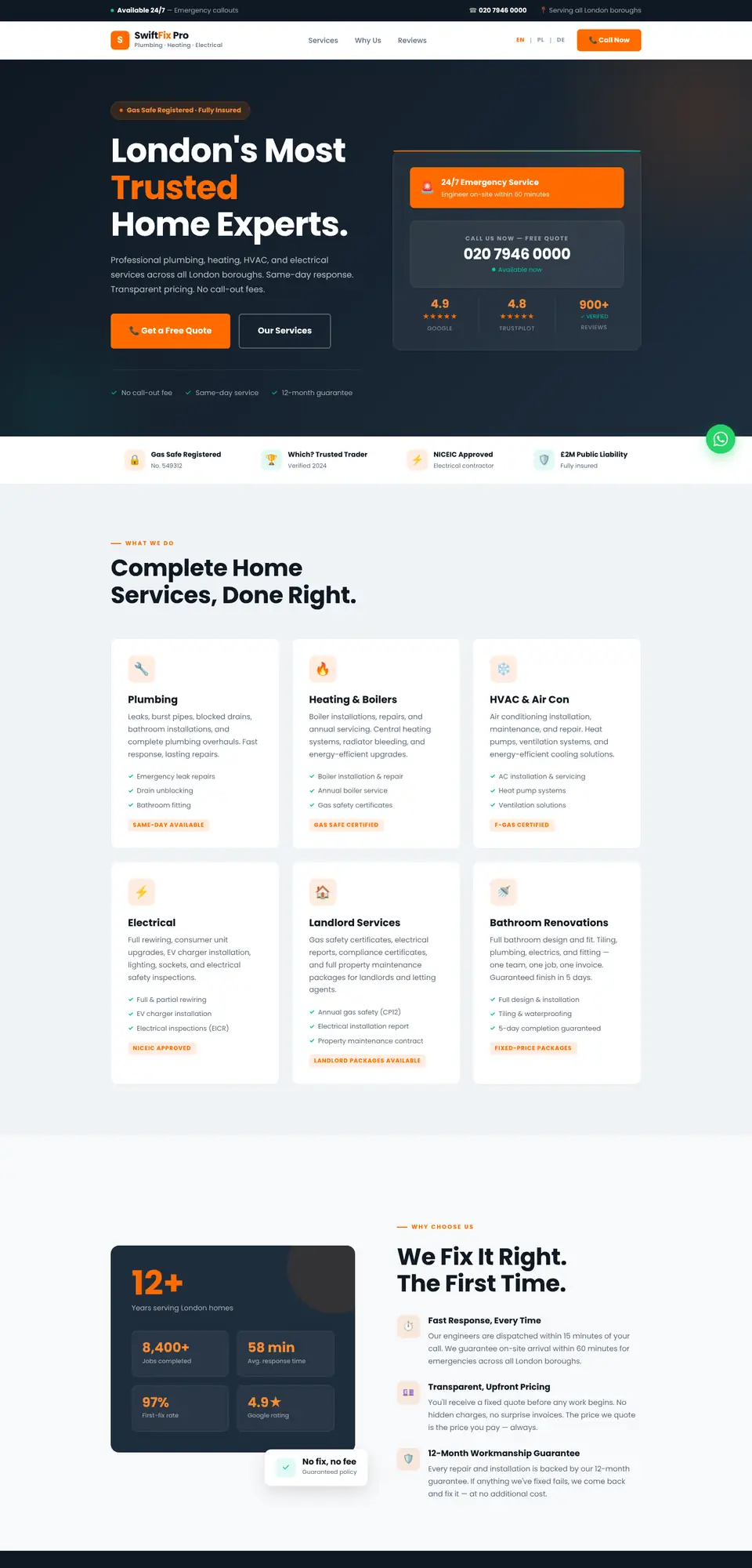 SwiftFix Pro demo homepage